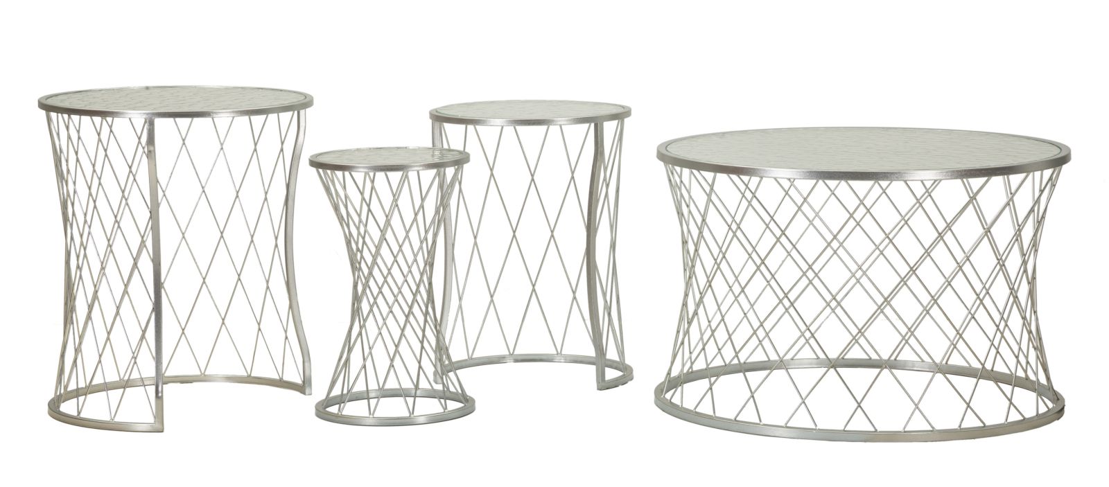 Noah Ezüst Asztal 4 db Ø 70x45-47x54,5-36x50-28x45 cm Noah Ezüst Asztal 4 Db Ø 70x45-47x54,5-36x50-28x45 cm