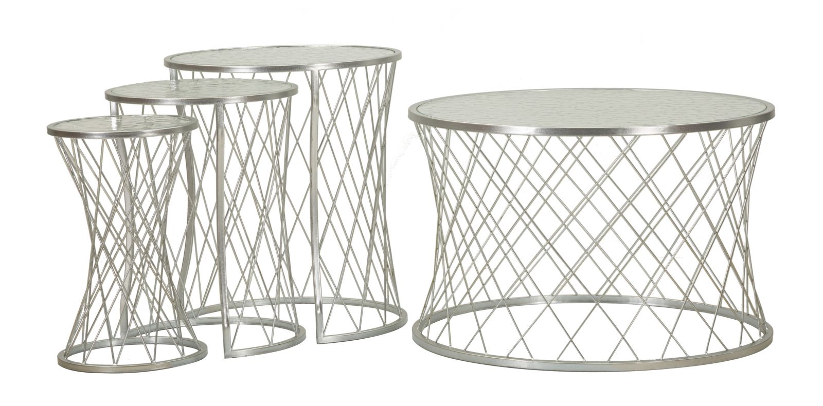 Noah Ezüst Asztal 4 db Ø 70x45-47x54,5-36x50-28x45 cm Noah Ezüst Asztal 4 Db Ø 70x45-47x54,5-36x50-28x45 cm