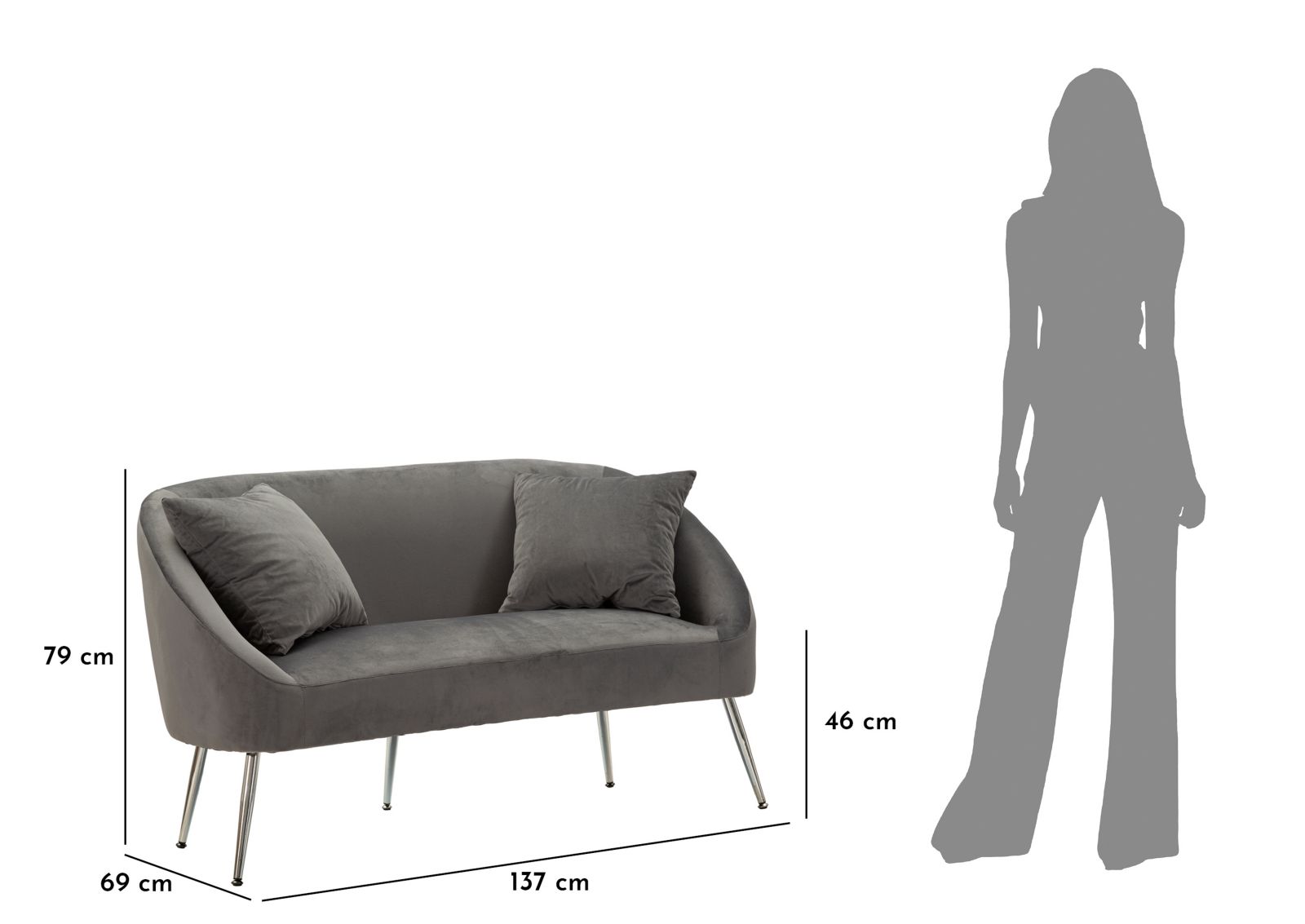Ezüstös Kanapé Párnával 137x69x79 cm Ezüstös Kanapé Párnával 137x69x79 cm