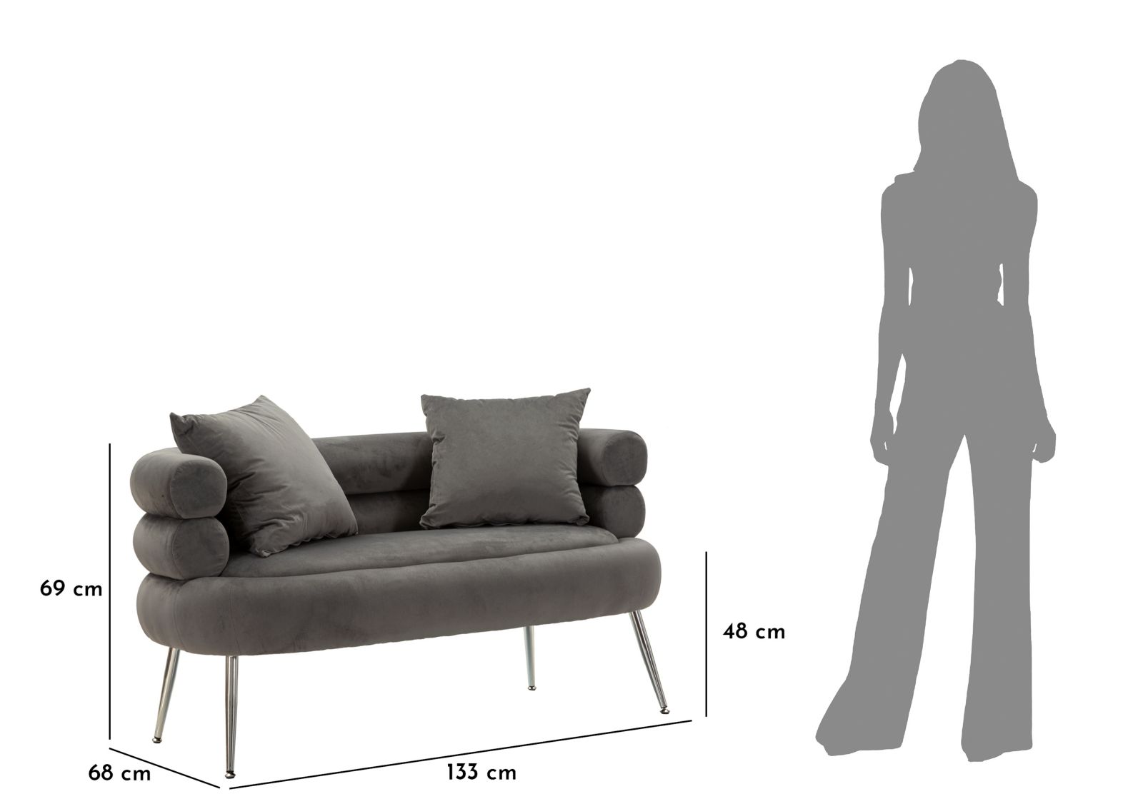 Sofa Silvery Plus Párnával 133x68x69 cm Sofa Silvery Plus Párnával 133x68x69 cm