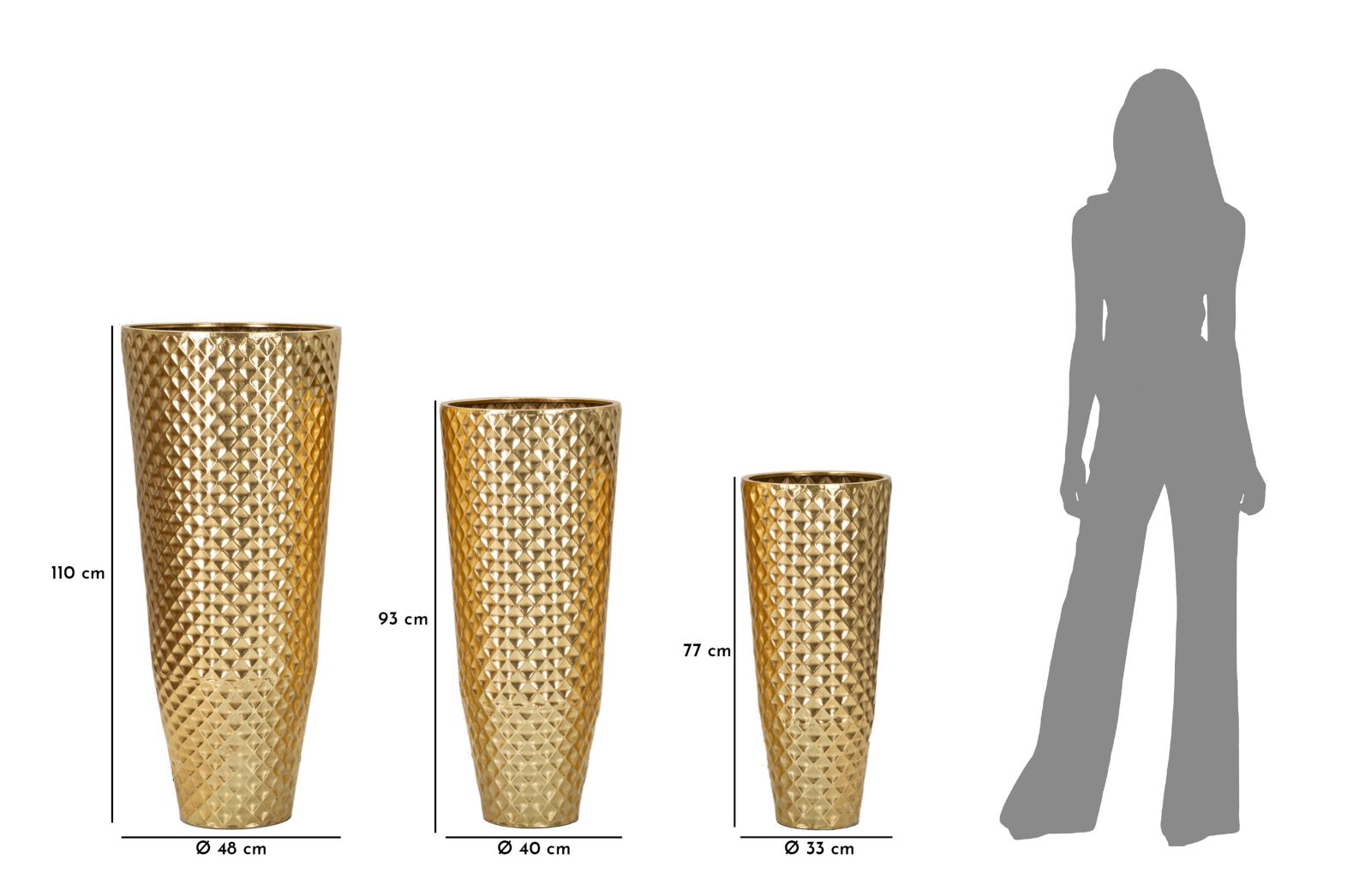 Vázatartó Glotty Szett 3 Db Ø 48x110-40x93-33x77 cm