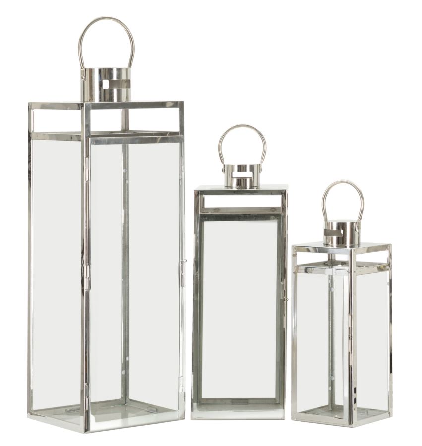 Lantern Silver Set 3 Db 22x22,5x70,5-18x18,5x50-14x14,5x38 cm Lantern Silver Set 3 Db 22x22,5x70,5-18x18,5x50-14x14,5x38 cm