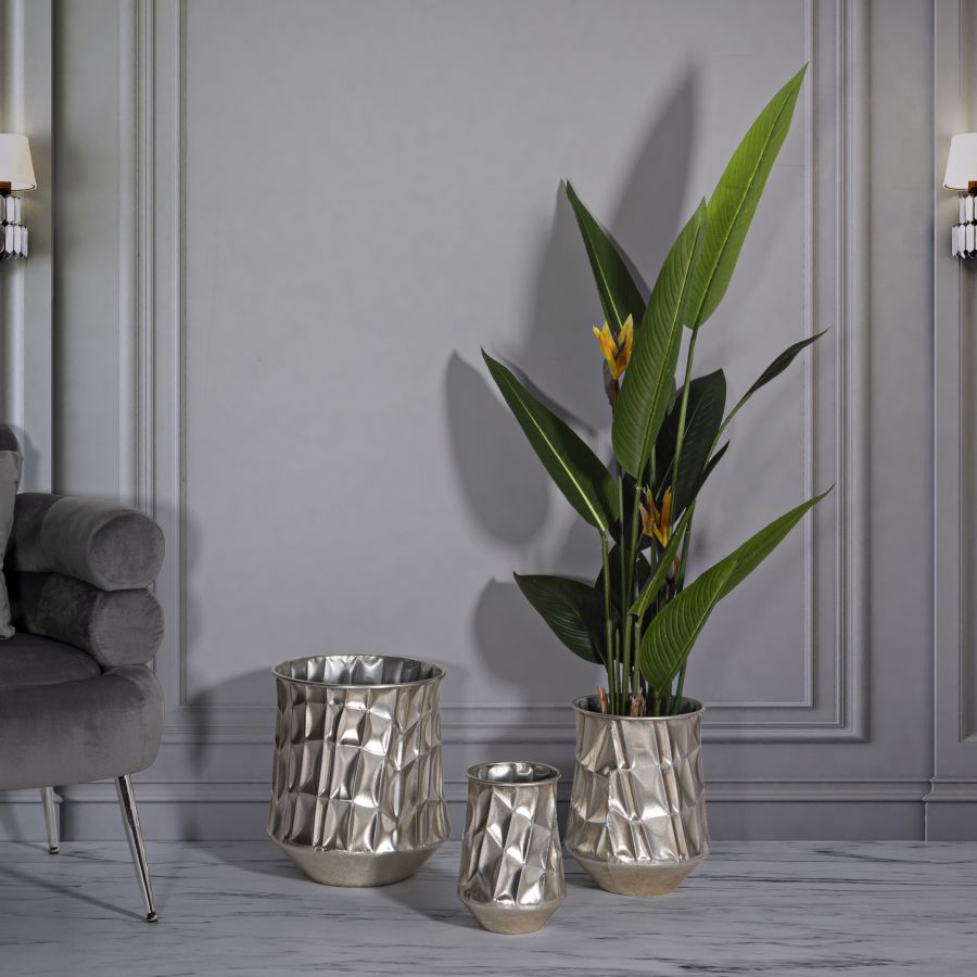 P/Ezüst Vázak 3 Db-Os Szett Ø35x38,5-27,5x33-18,5x26,5 cm
