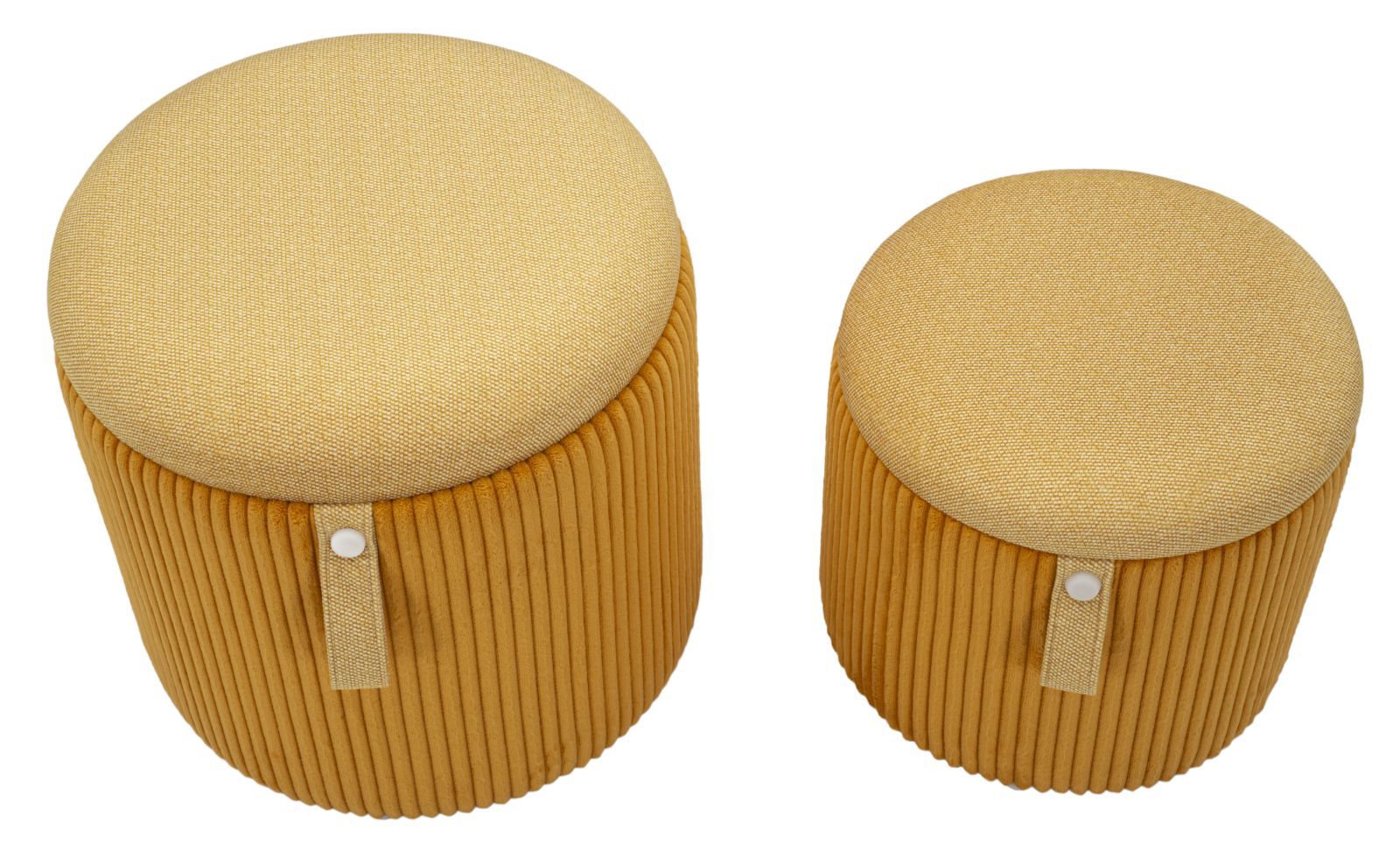 Tároló Puff Bolzano mustárszínű 2 db-os szett Ø 38 x 38-32 x 28 cm Tároló Puff Bolzano mustárszínű 2 db-os szett Ø 38 x 38-32 x 28 cm