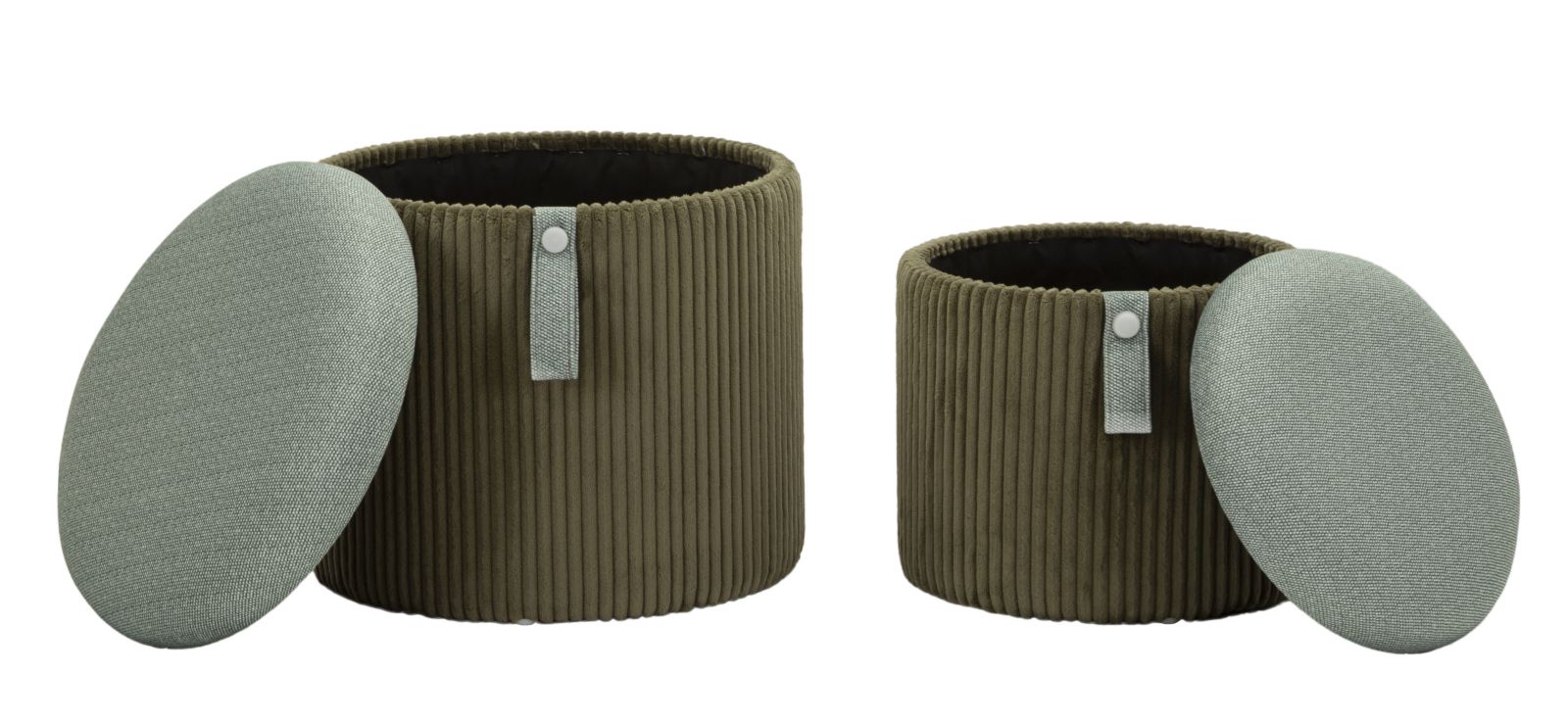 Puff Tárolóval Bolzano Zöld Szett 2 db Ø 38x38-32x28 cm Puff Tárolóval Bolzano Zöld Szett 2 db Ø 38x38-32x28 cm
