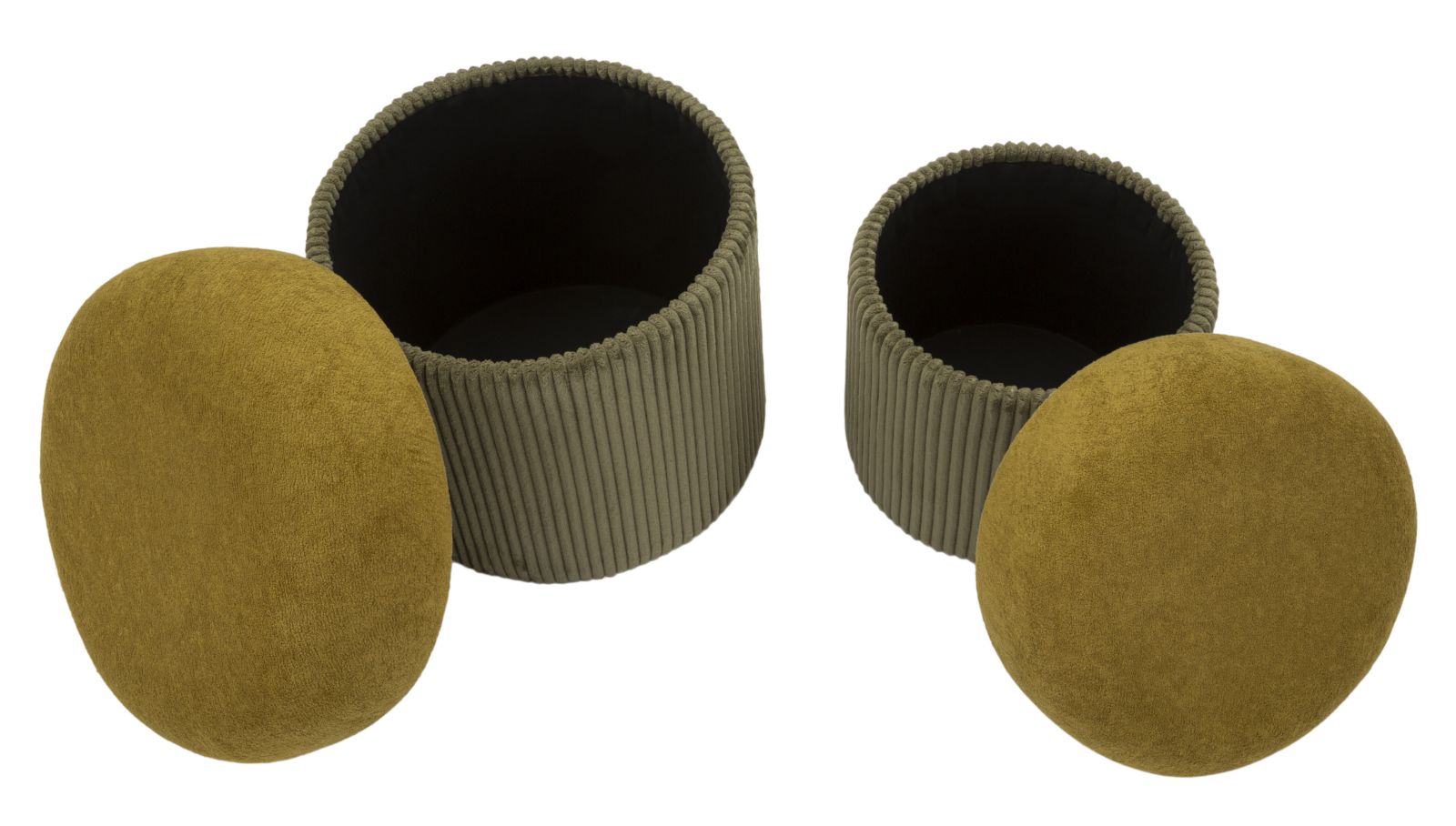 Tárolóval Rendelkező Puff Aspen Zöld 2 db Ø 42x44-35x37 cm Tárolóval Rendelkező Puff Aspen Zöld 2 db Ø 42x44-35x37 cm