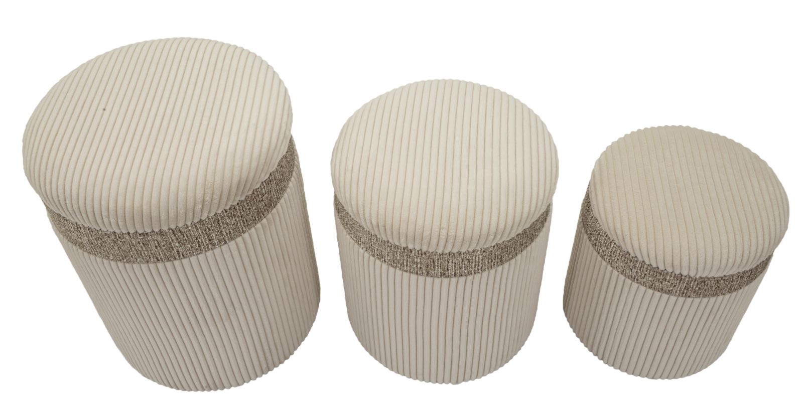 Tárolós Puff Függöny Krém Szett 3 db Ø 40,5x49,5-35x42-31x38 cm Tárolós Puff Függöny Krém Szett 3 db Ø 40,5x49,5-35x42-31x38 cm