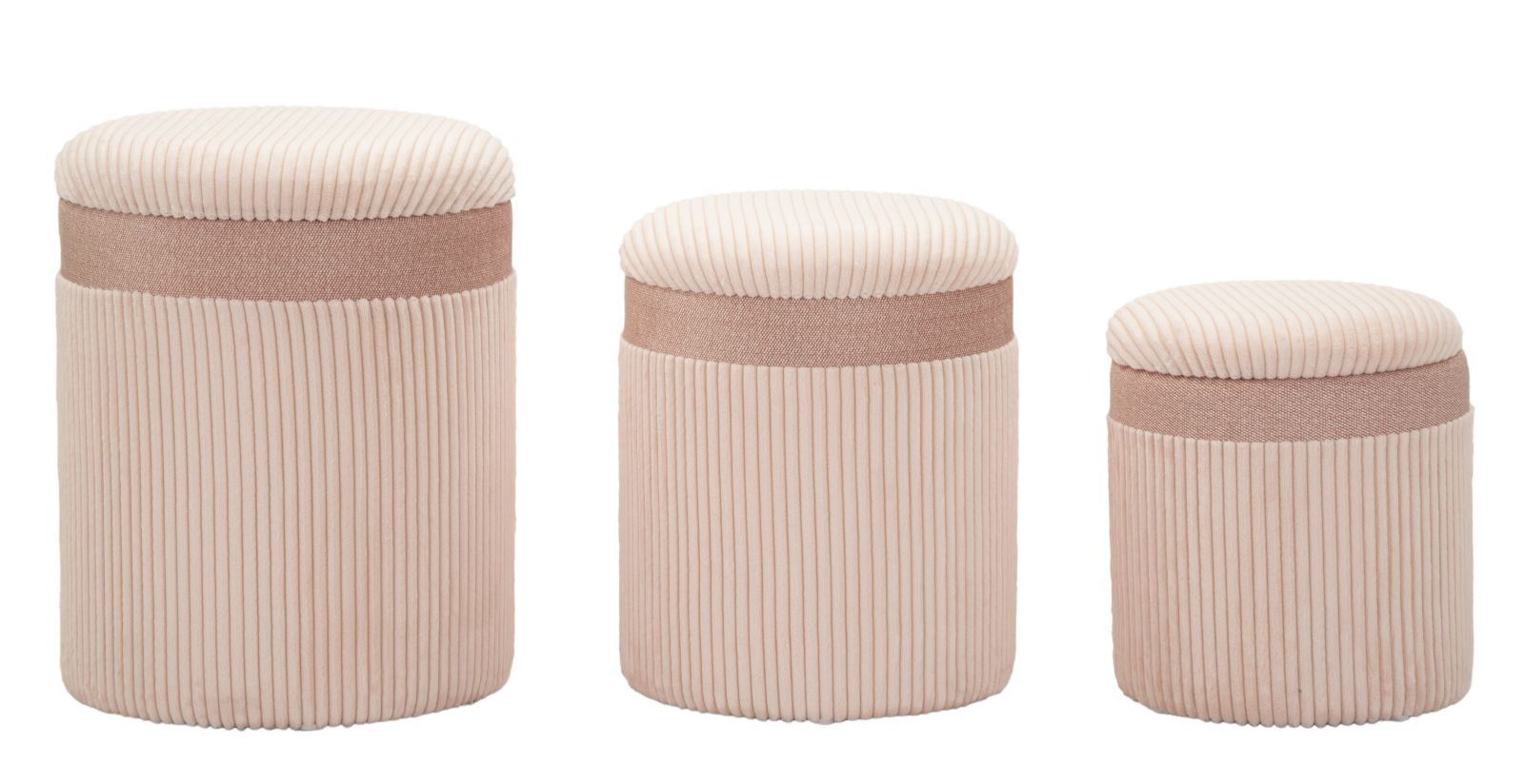 Puff C/Curtain Box Pink Set 3 Pcs Ø 40,5x49,5-35x42-31x38 cm Puff C/Curtain Box Pink Set 3 Pcs Ø 40,5x49,5-35x42-31x38 cm