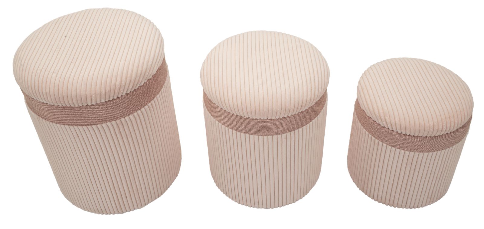 Puff C/Curtain Box Pink Set 3 Pcs Ø 40,5x49,5-35x42-31x38 cm Puff C/Curtain Box Pink Set 3 Pcs Ø 40,5x49,5-35x42-31x38 cm