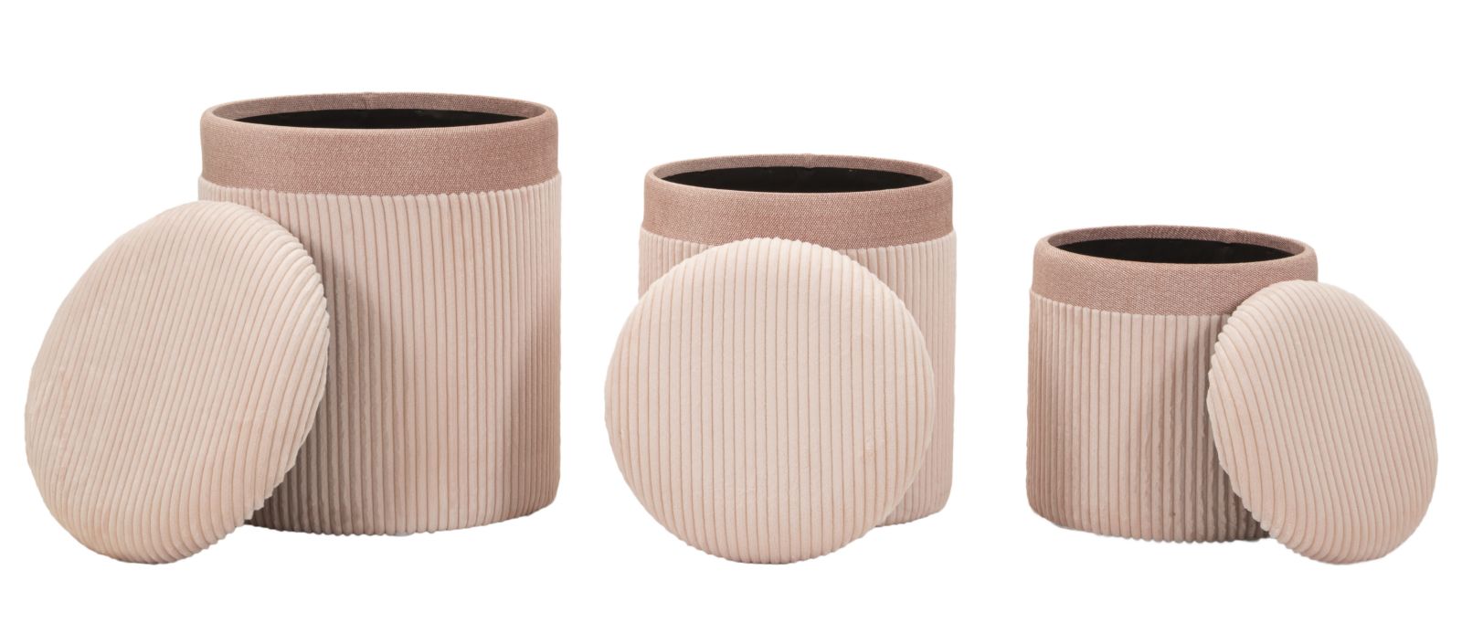 Puff C/Curtain Box Pink Set 3 Pcs Ø 40,5x49,5-35x42-31x38 cm Puff C/Curtain Box Pink Set 3 Pcs Ø 40,5x49,5-35x42-31x38 cm