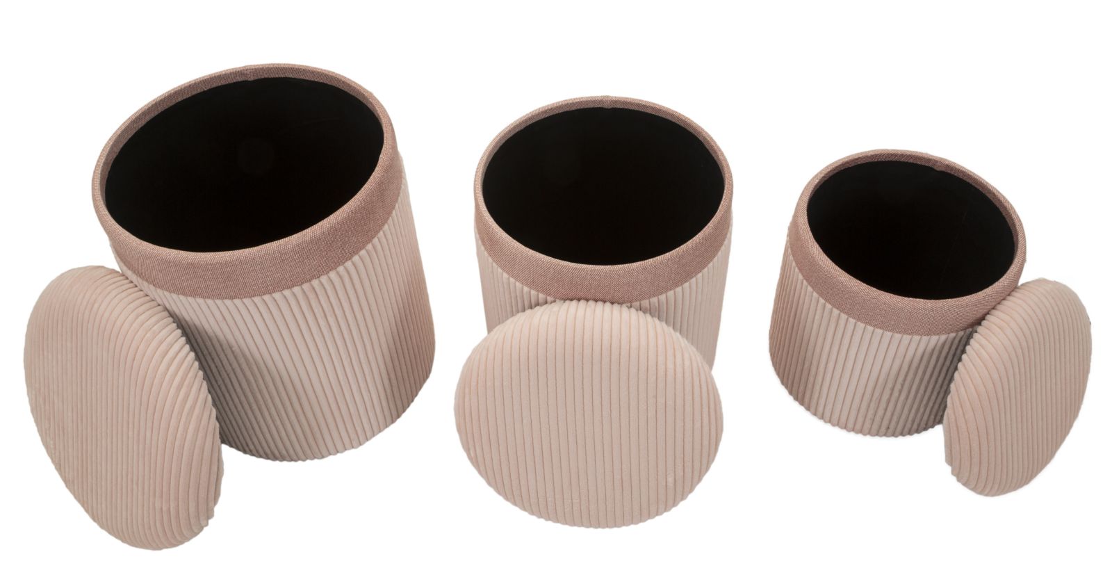 Puff C/Curtain Box Pink Set 3 Pcs Ø 40,5x49,5-35x42-31x38 cm Puff C/Curtain Box Pink Set 3 Pcs Ø 40,5x49,5-35x42-31x38 cm