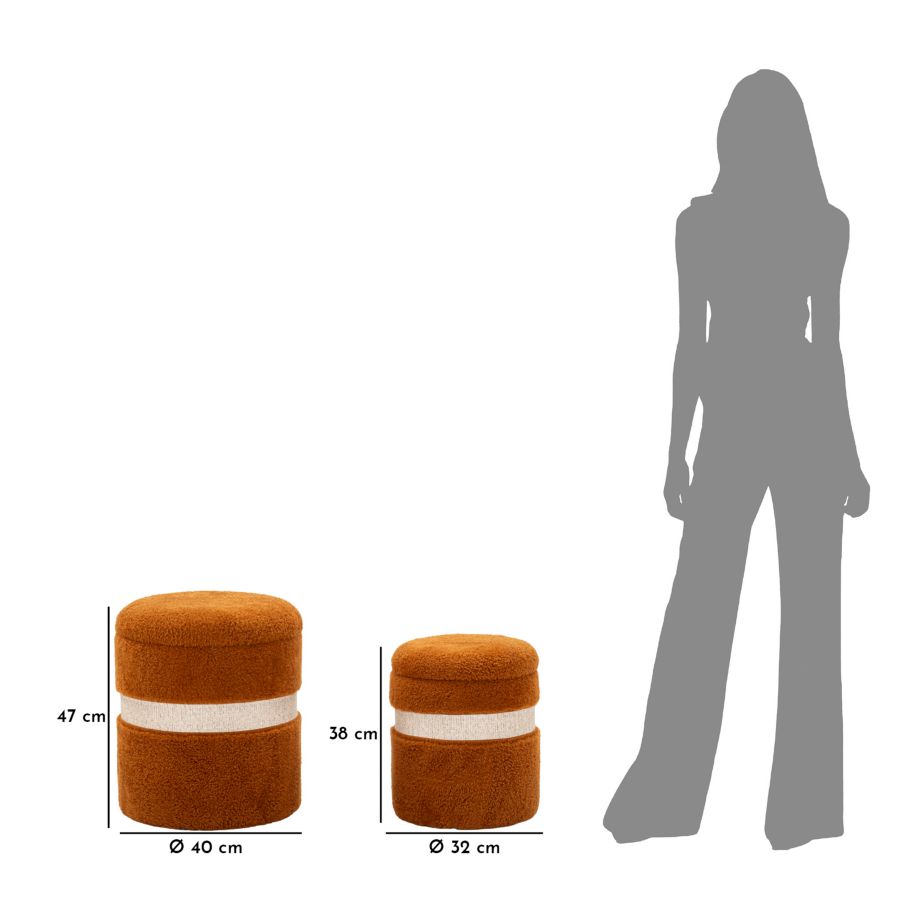 Tárolóval Ellátott Puff Saint-Moritz Barna Szett 2 db Ø 40x47-32x38 cm