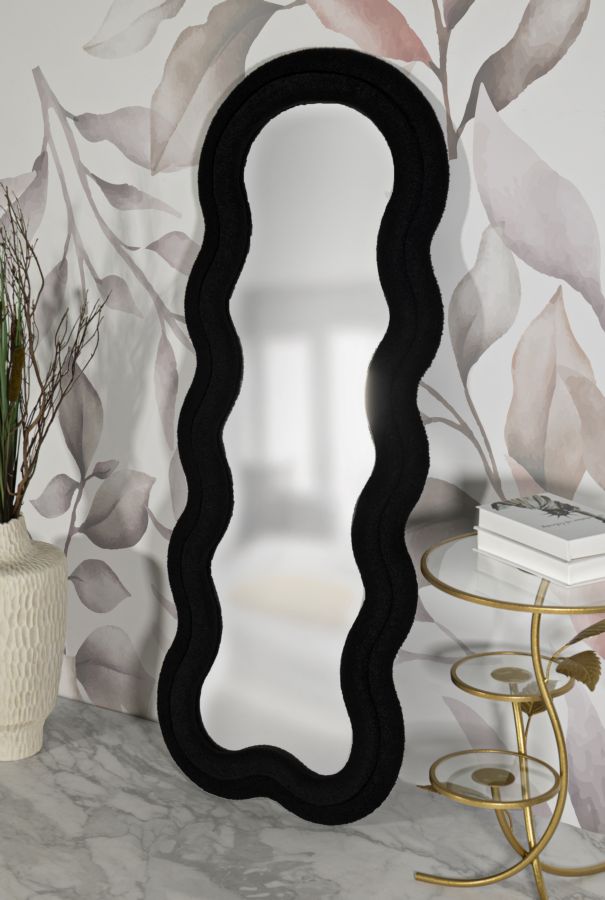 Fekete Teddy Fali Tükrök 60x4x160 (Belső Tükrök Mérete 39x137 cm)