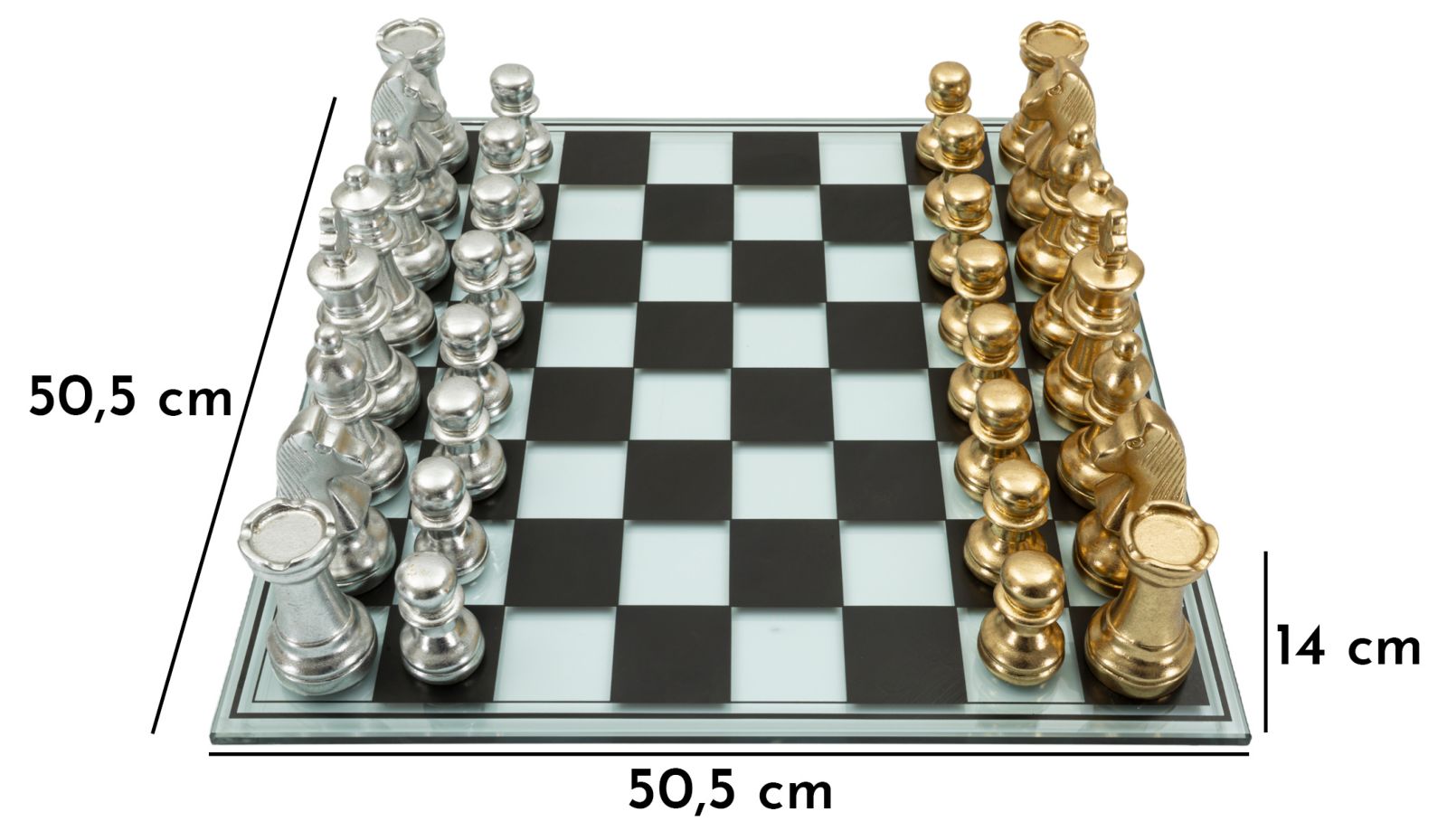 Fekete/Fehér Sakk Szett 50,5x50,5x14 cm