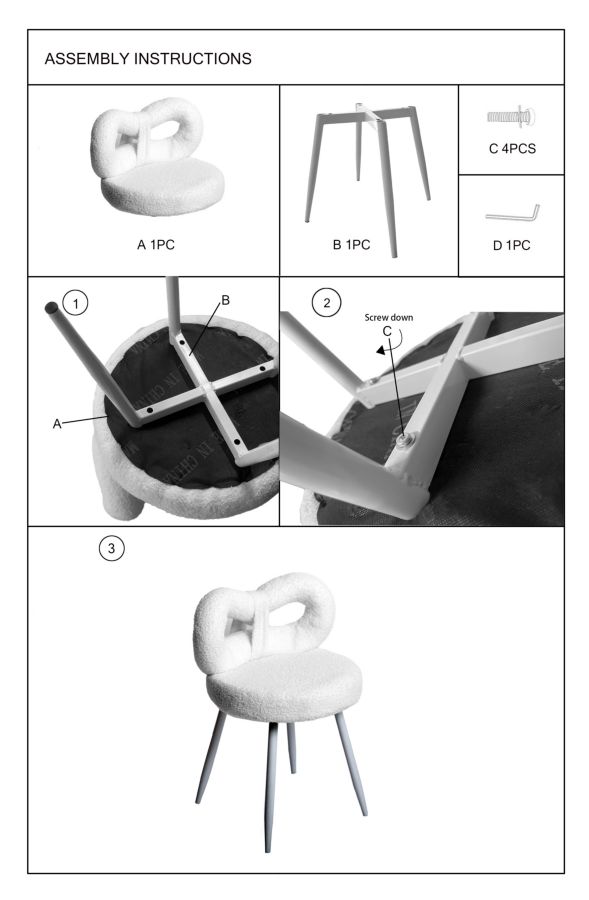 Ilary Mini szék Fehér Ø 40x67 cm (Ülésmagasság 46 cm)