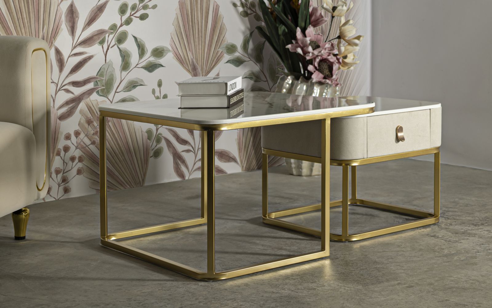 Kávéasztalok Beautry Szett 2 db 70x70x48-50x50x43,5 cm Kávéasztalok Beautry Szett 2 Db 70x70x48-50x50x43,5 cm