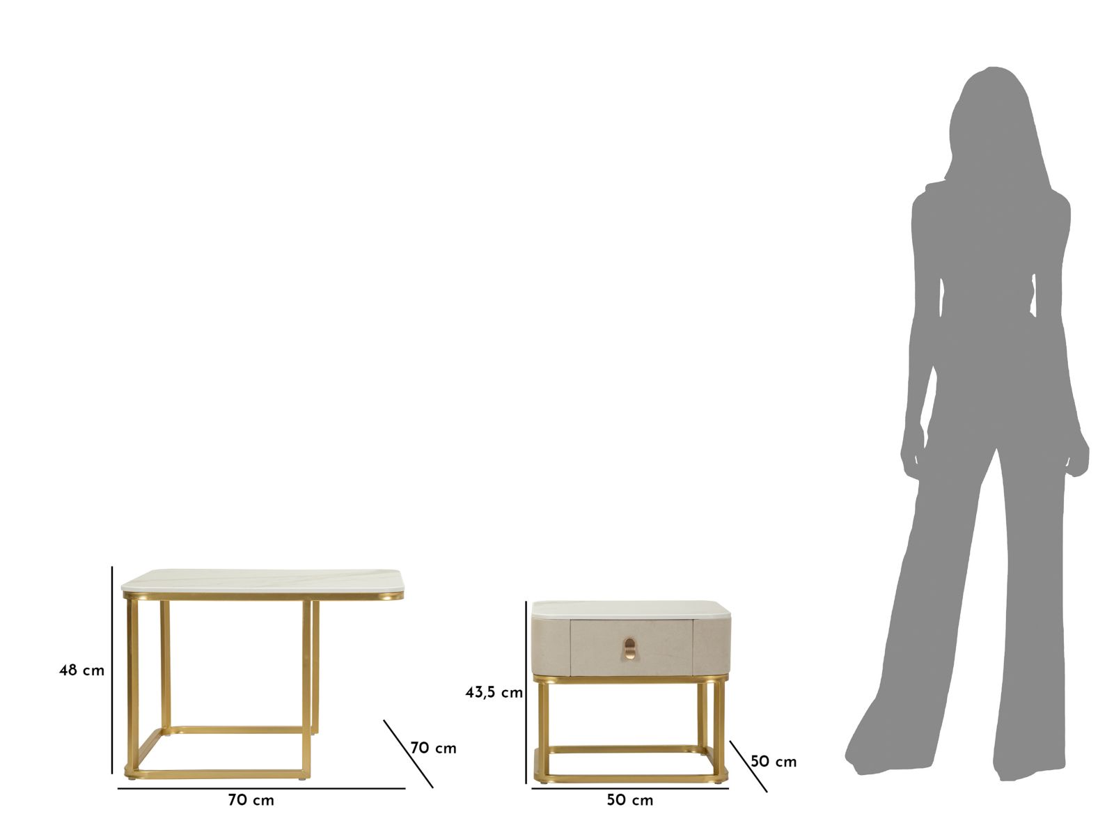 Kávéasztalok Beautry Szett 2 db 70x70x48-50x50x43,5 cm Kávéasztalok Beautry Szett 2 Db 70x70x48-50x50x43,5 cm