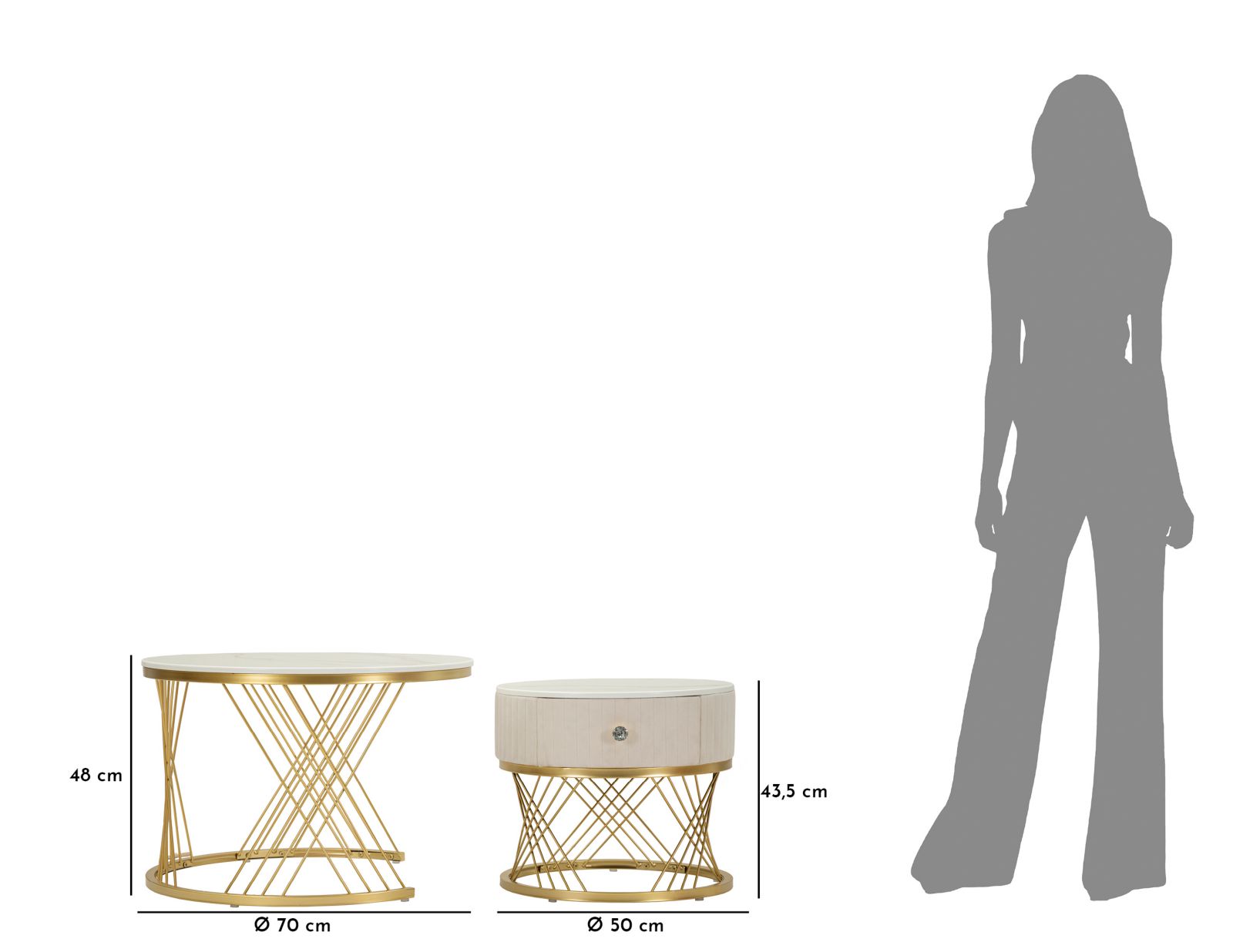Votix Kávéasztalok 2 db-os szett Ø 70x48-50x43,5 cm Votix Kávéasztalok 2 Db-Os Szett Ø 70x48-50x43,5 cm