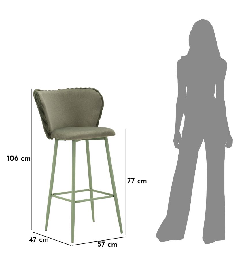 Alaska -B- bárszék zöld 2 db-os szett cm 55x58x106 (ülésmagasság cm 77)