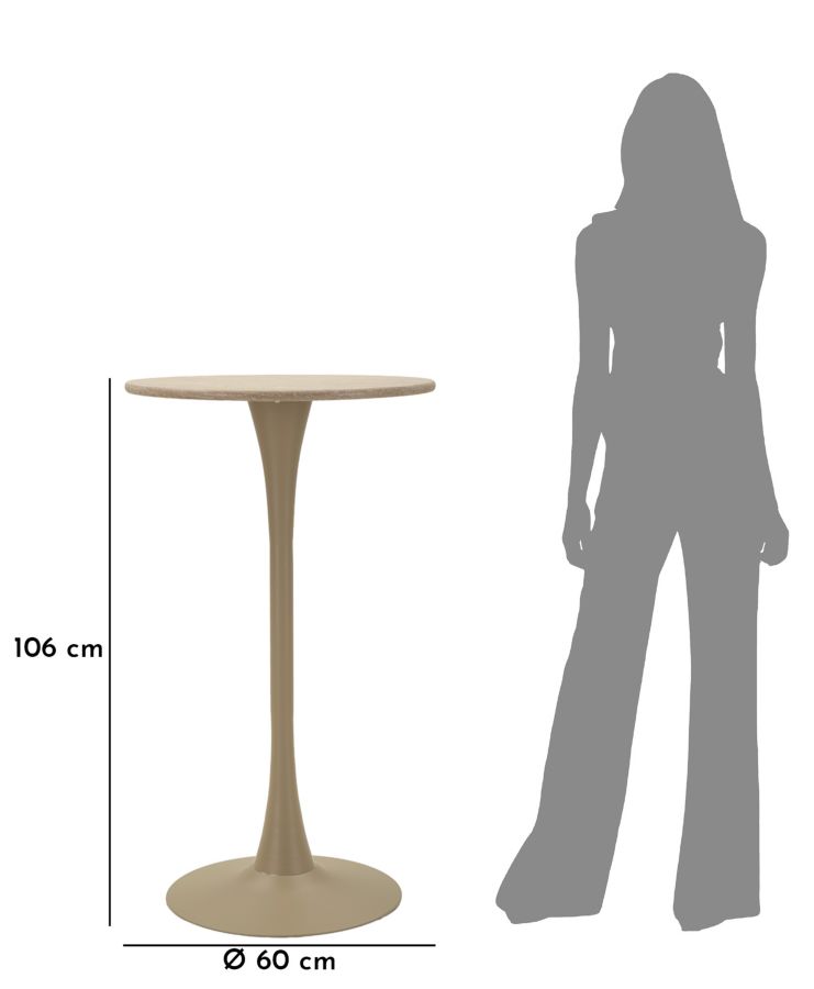 Alaska bárasztal krémszínű cm Ø 60x106