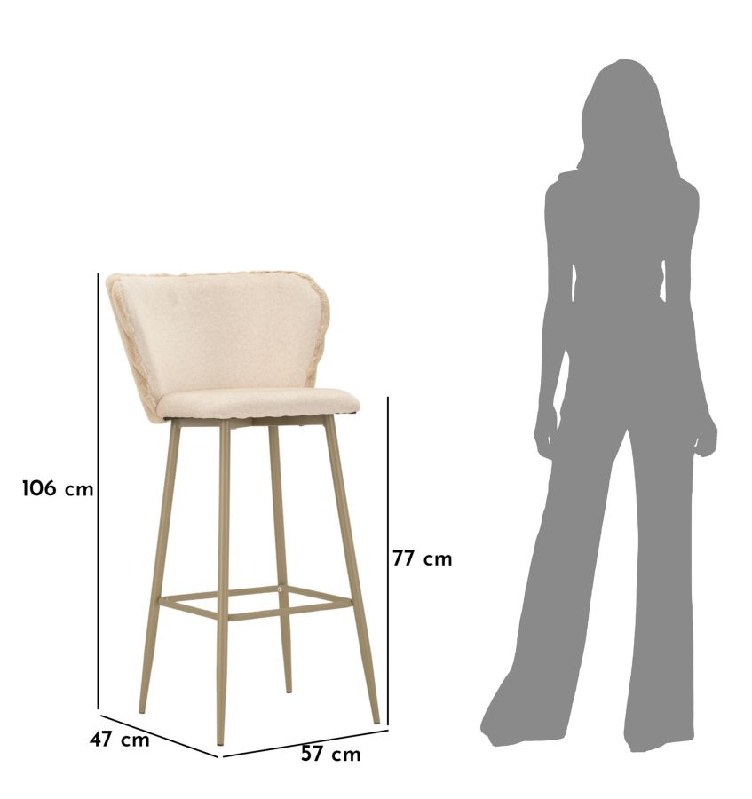 Alaska -B- bárszék krémszínű 2 db-os szett cm 55x58x106 (ülésmagasság cm 77)