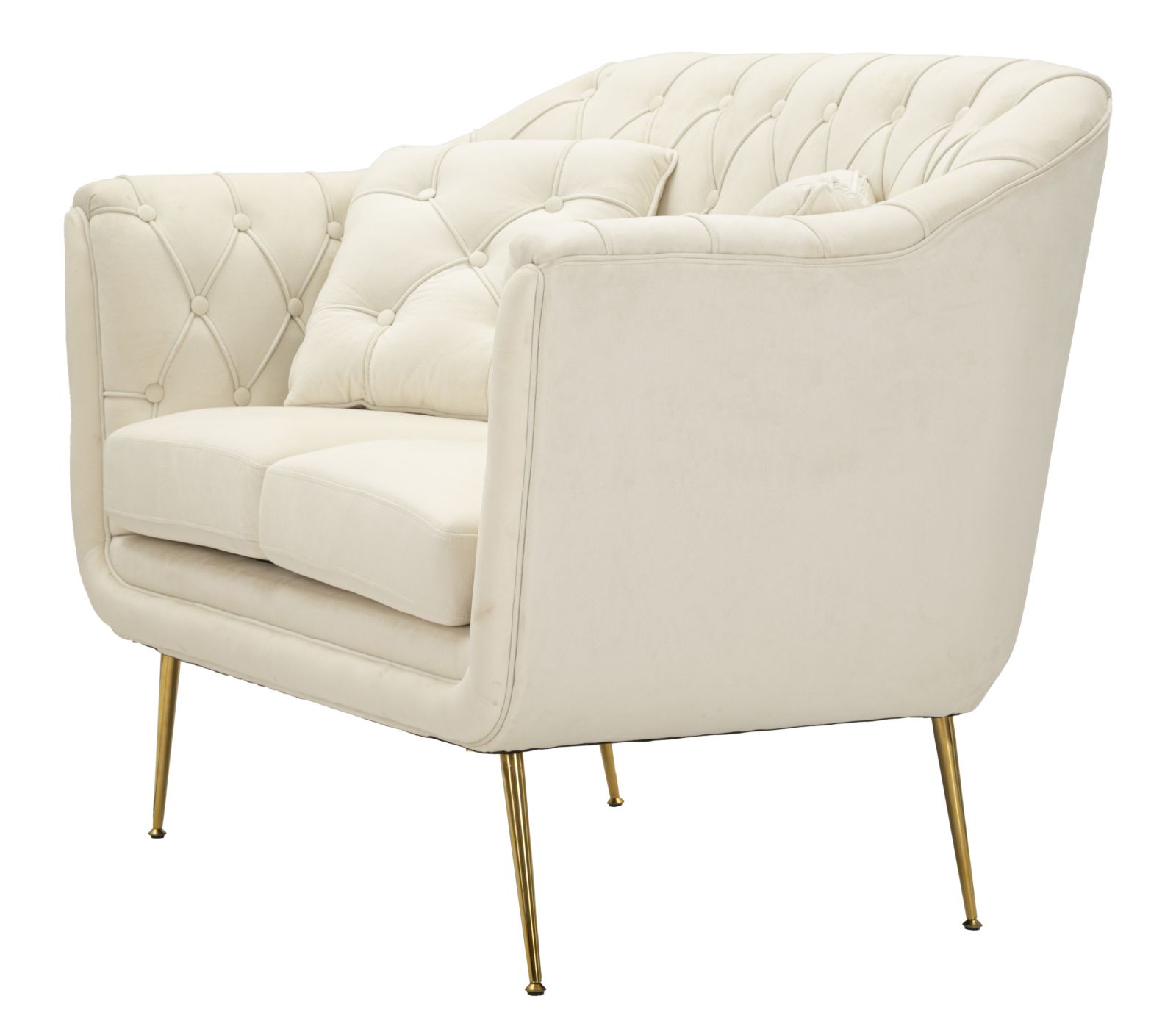 Budapest 2 személyes kanapé krémszínű párnákkal cm 130x83x91