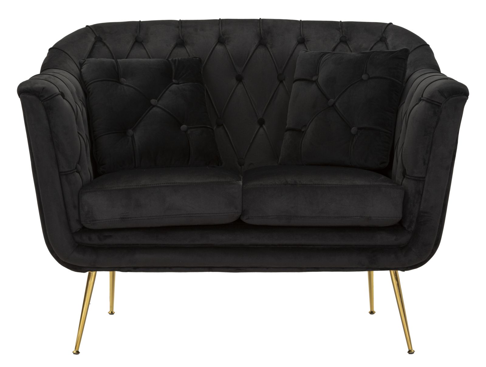 Budapest 2 személyes kanapé fekete párnákkal cm 130x83x91