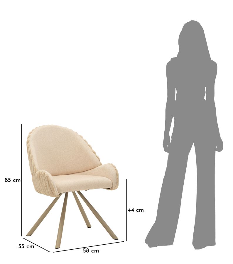 Stoccolma -A- szék krémszínű 2 db-os szett cm 58x53x85