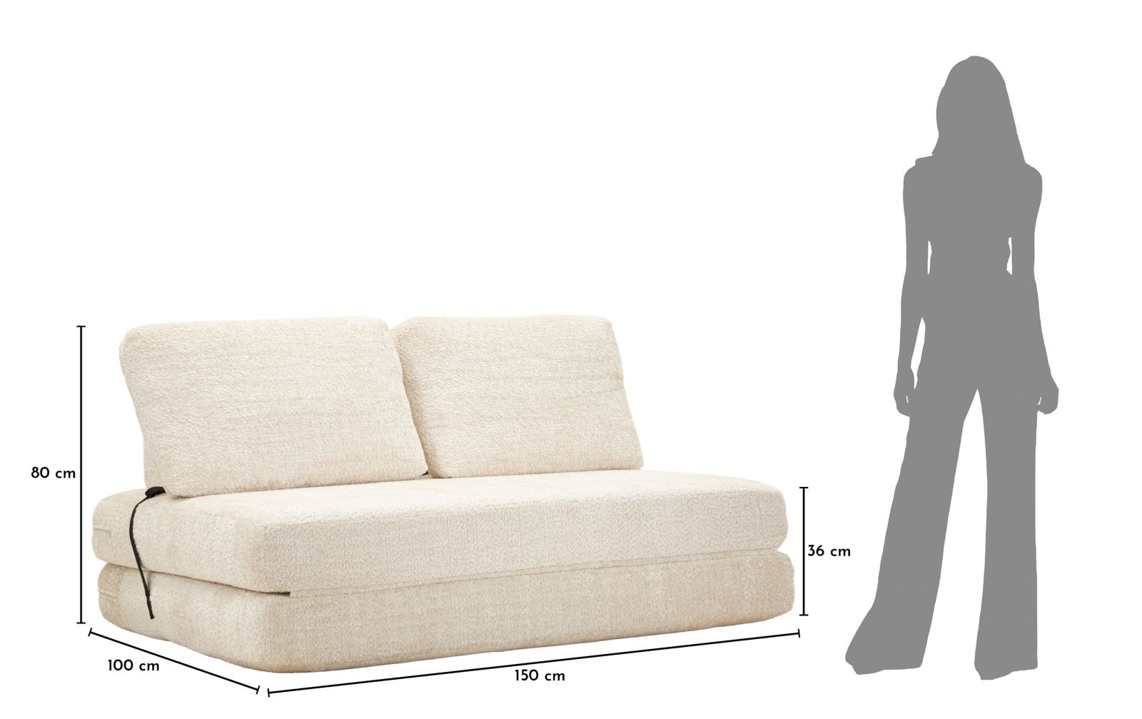 Faster kanapé/ágy fehér cm 150x100x80 (vákuumcsomagolt - ágy mérete cm 213x150x18)