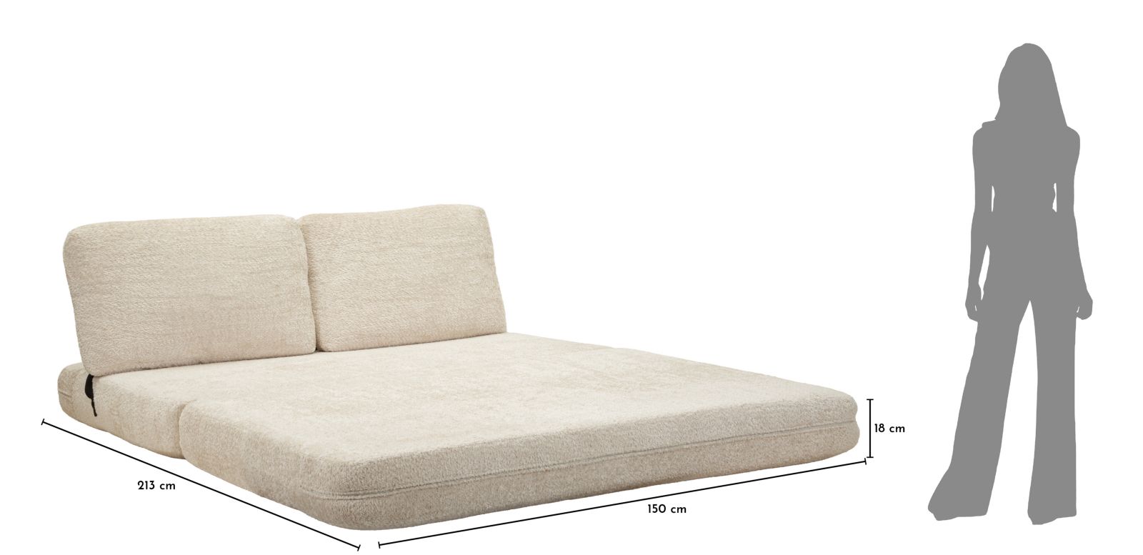 Faster kanapé/ágy fehér cm 150x100x80 (vákuumcsomagolt - ágy mérete cm 213x150x18)