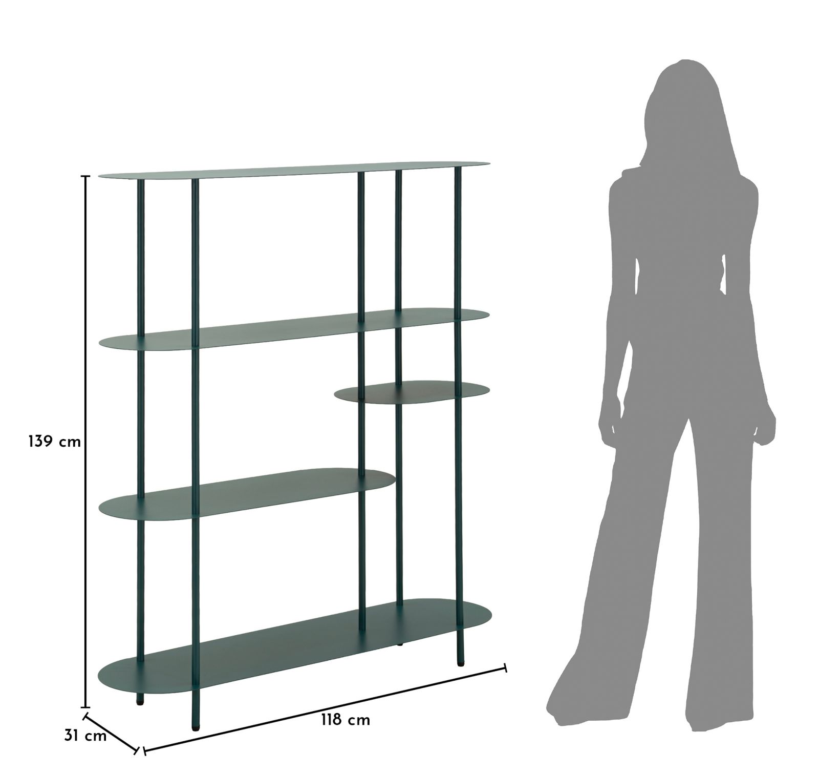 Saturn könyvespolc dove teal cm 118x31x139