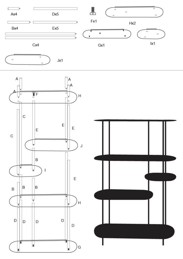 Saturn könyvespolc dove teal cm 118x31x139