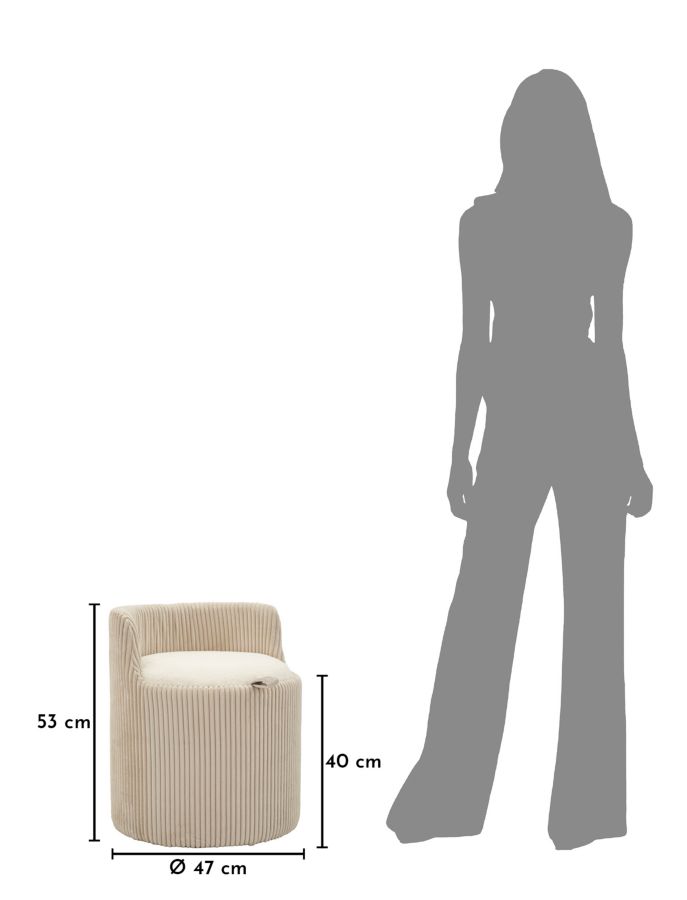 Dublino sminkasztal puff tárolóval cm Ø 47x53
