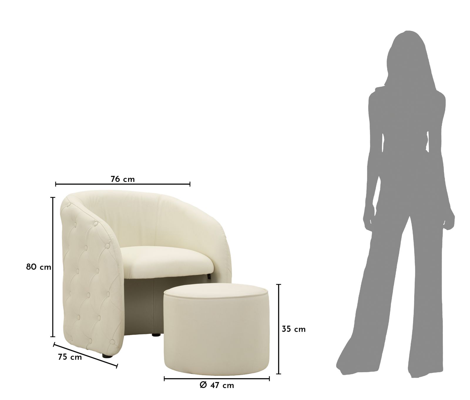 Zagabria fotel lábtartóval cm 76x75x80 - Ø 47x35