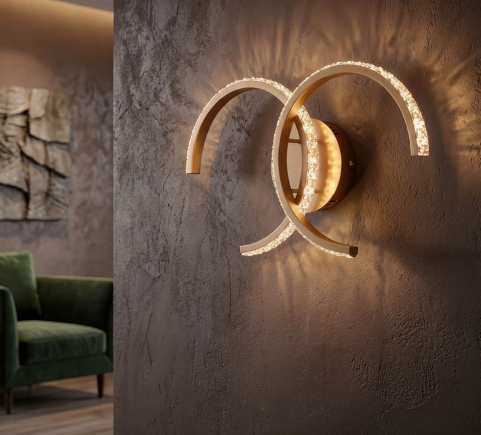 Double C LED fali lámpa cm 41x8,5x24 (3 színű fény)