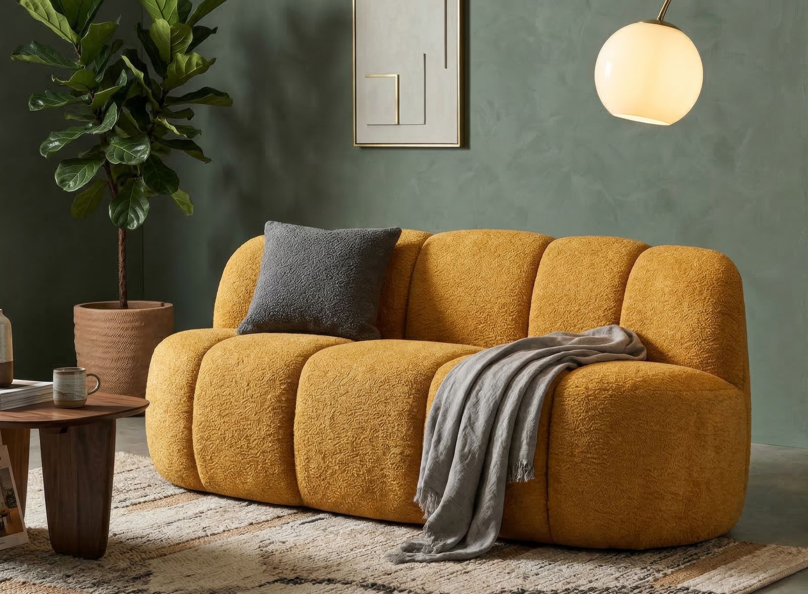 Ball 2 személyes kanapé mustársárga cm 145x80x69